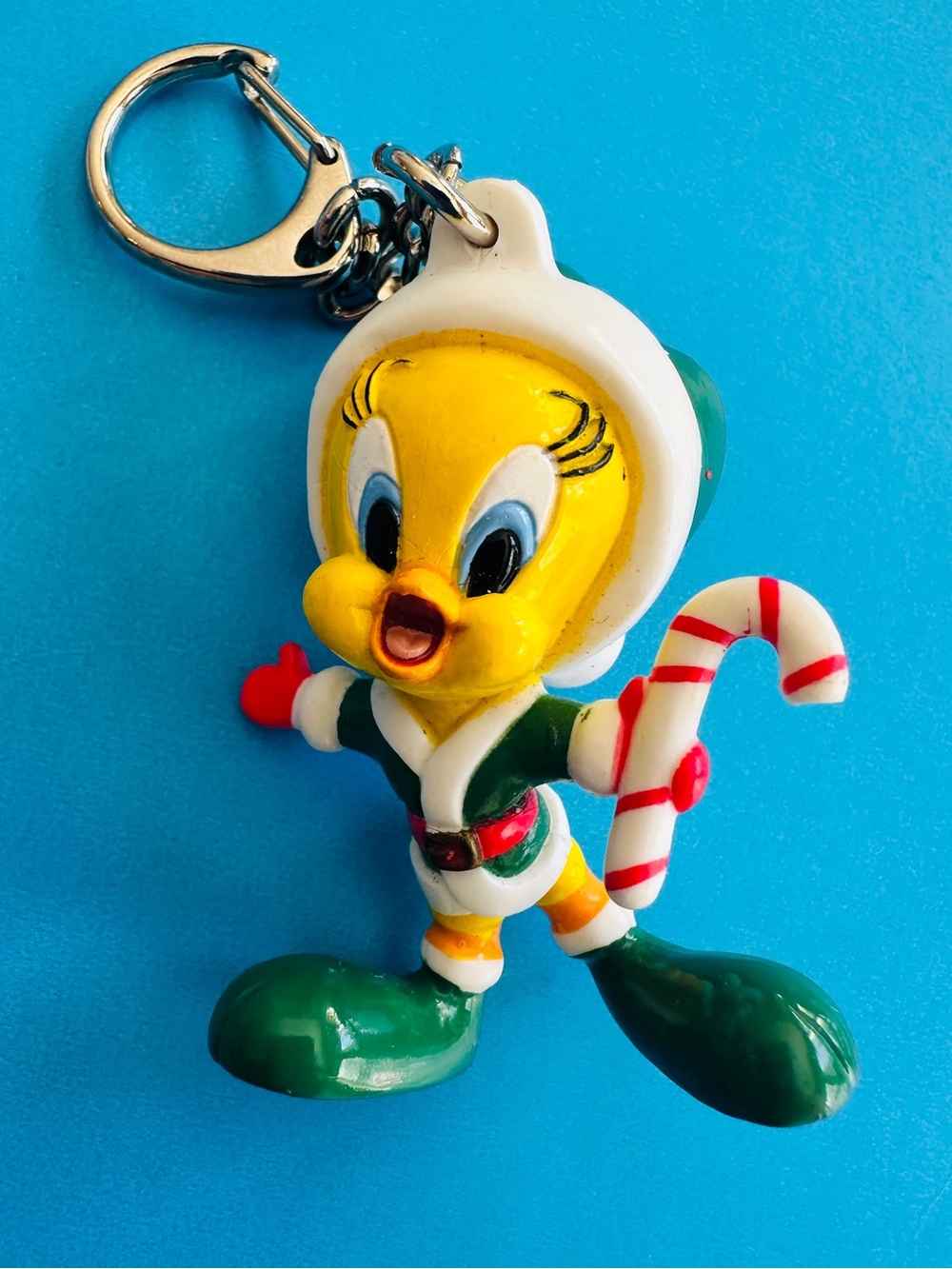 Warner Bros. Tweety Bird Elf Keychain Christmas Theme Lobster Clasp 2.5”